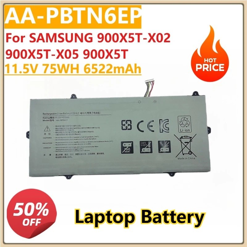 11.5V 75WH 6522mAh AA-PBTN6EP แบตเตอรี่แล็ปท็อปสําหรับ SAMSUNG 900X5T-X02 900X5T-X05 900X5T 900X5T-X