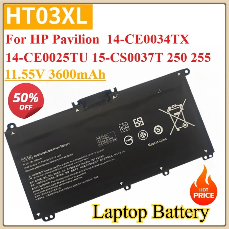 แบตเตอรี่แล็ปท็อปใหม่ 11.55V 3600mAh HT03XL สําหรับ HP Pavilion 14-CE0034TX 14-CE0025TU 15-CS0037T 2