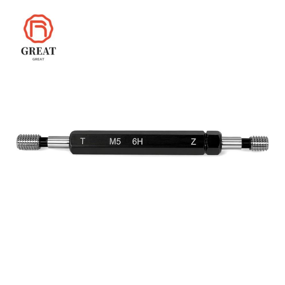 GREAT Double Ends Thread Gauge,วัสดุเหล็กสีดําปลั๊กวัด,ทนทาน M5x0.8 6H Toleranceเมตริกวัดด้ายเครื่อง