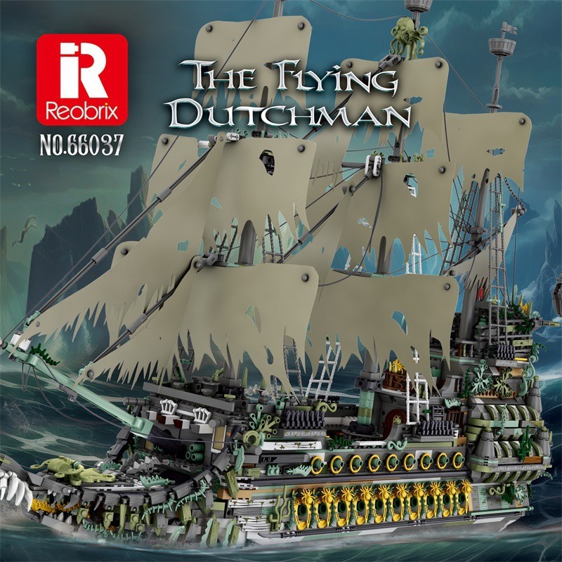 Zhen Brick 66037 Flying Dutchman Building Block เรือโจรสลัดเด็กการศึกษาความยากสูงประกอบของเล่น 9 * 3