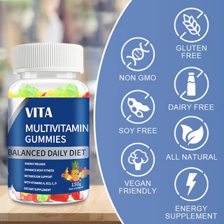 VITA วิตามินรวมกัมมี่ อาหารเสริม บํารุงสมอง เสริมภูมิคุ้มกัน VitaminABCD Multivitamin Gummy Dietary Supplement 60Gummies