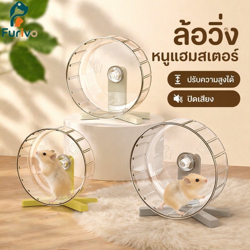 หนูแฮมสเตอร์วิ่งล้อเงียบกว้างมั่นคงคริลิคของเล่นออกกําลังกายทําความสะอาดง่ายอุปกรณ์เสริมสัตว์เลี้ยงขนาดเล็ก