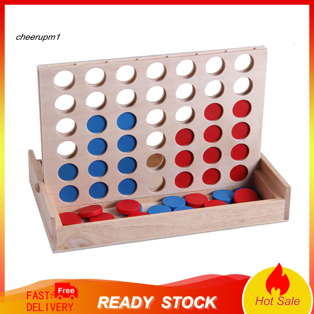 CHEER Connect Four in A Row Line up 4 เกมกระดานไม้เด็กผู้ใหญ่ของเล่นอัจฉริยะ