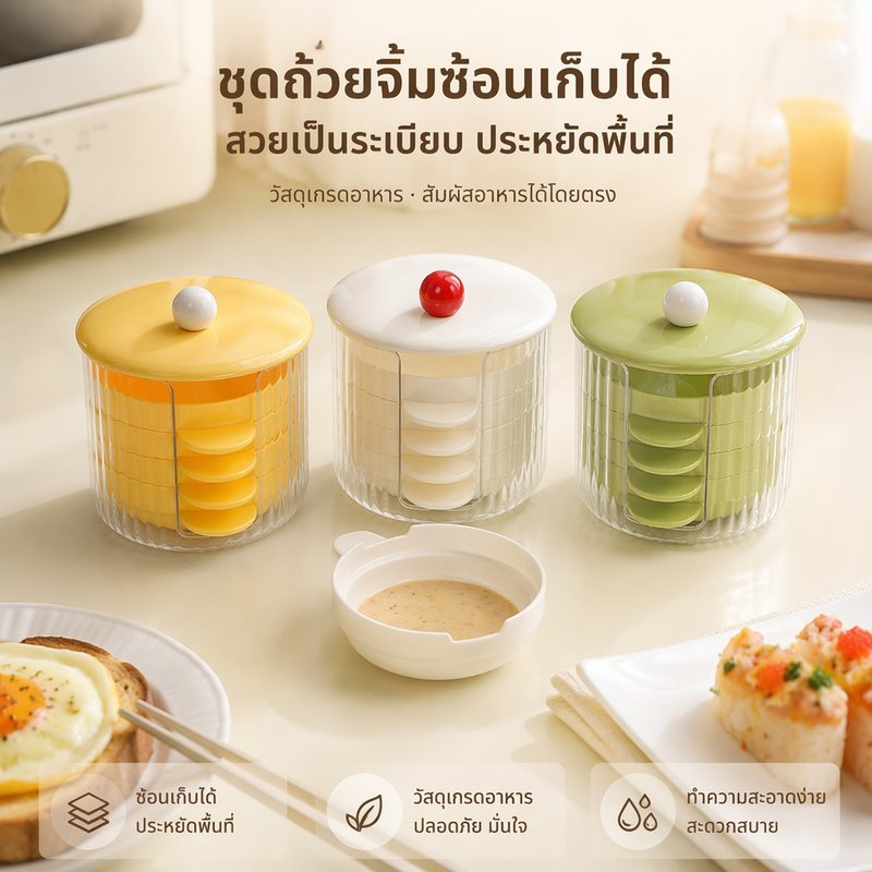 ชุดถ้วยสำหรับจิ้ม จานปรุงรสหม้อไฟ ใช้ใส่เครื่องปรุงอาหาร น้ำพริก และน้ำจิ้ม ได้หลายชนิด เหมาะสำหรับครอบครัวและงานเลี้ยง