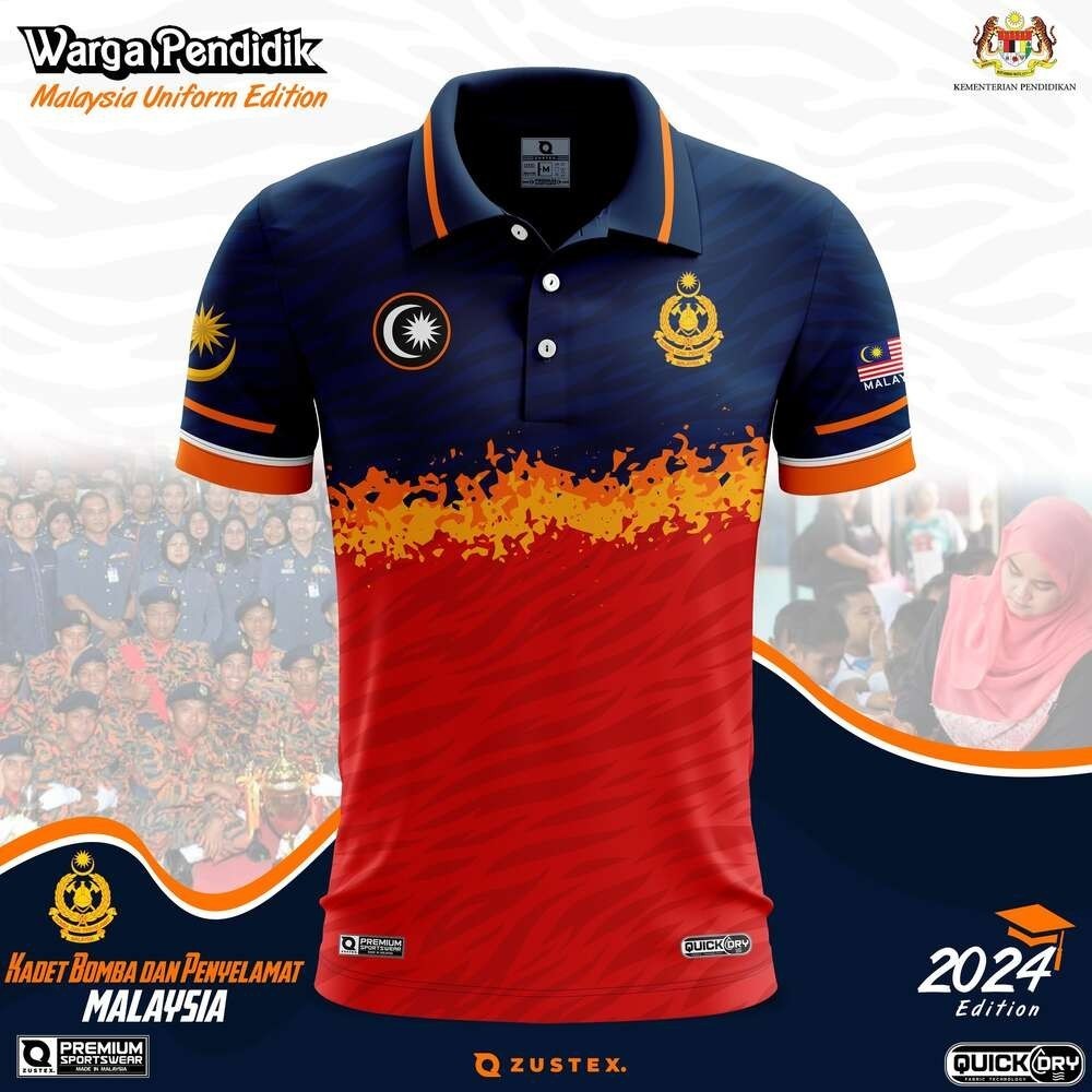 2025 รุ่นพิเศษ Bomba และ Rescue Cadet educators, Malaysia 3D POLO TSHIRT -ชื่อและโลโก้ที่กําหนดเองฟร