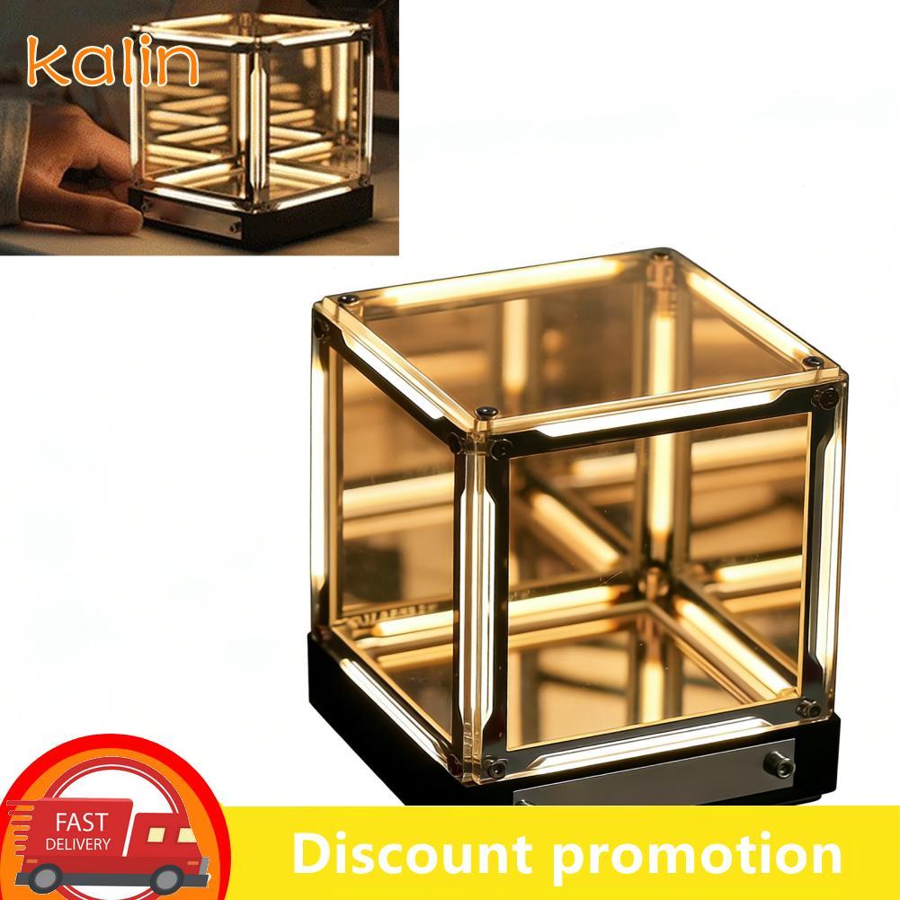 Kalin-th Cryfokt 4D LED Light InfiniteความลึกกระจกCubeพร้อมTouch DimmingและUSB Cชาร์จแบตเตอรี่แบบชาร์จไฟได้โรแมนติกAmbient Lightingสำหรับห้องนอนโต๊ะเล่นเกมการตกแต่งแห่งอนาคต