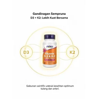 Now Vitamin D3 1000 IU K2 45mcg 120 แคปซูล รองรับสุขภาพกระดูกและหลอดเลือด ผลิตภัณฑ์เสริมอาหารเสริมภูมิคุ้มกันสําหรับผู้ใหญ่ JHNC. กูลน์
