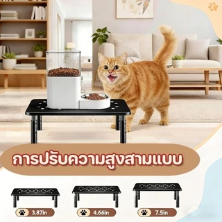 โต๊ะอาหารสัตว์เลี้ยง ฐานยกระดับจานอาหารสัตว์เลี้ยง เพิ่มการป้องกันคอ ปรับความสูงได้ 3 แบบ แข็งแรงและทนทาน