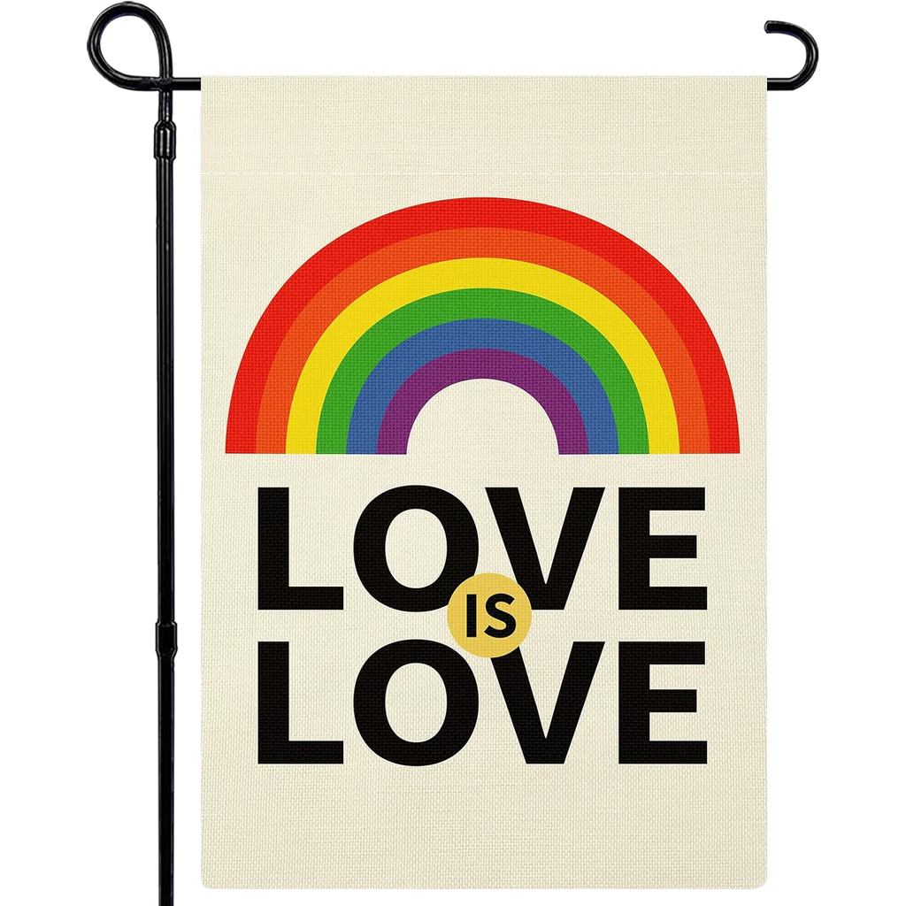 Love is Love Rainbow Pride Garden Flag สองด้าน, LGBTQ Garden Flag Yard Flag สําหรับตกแต่งกลางแจ้ง 12