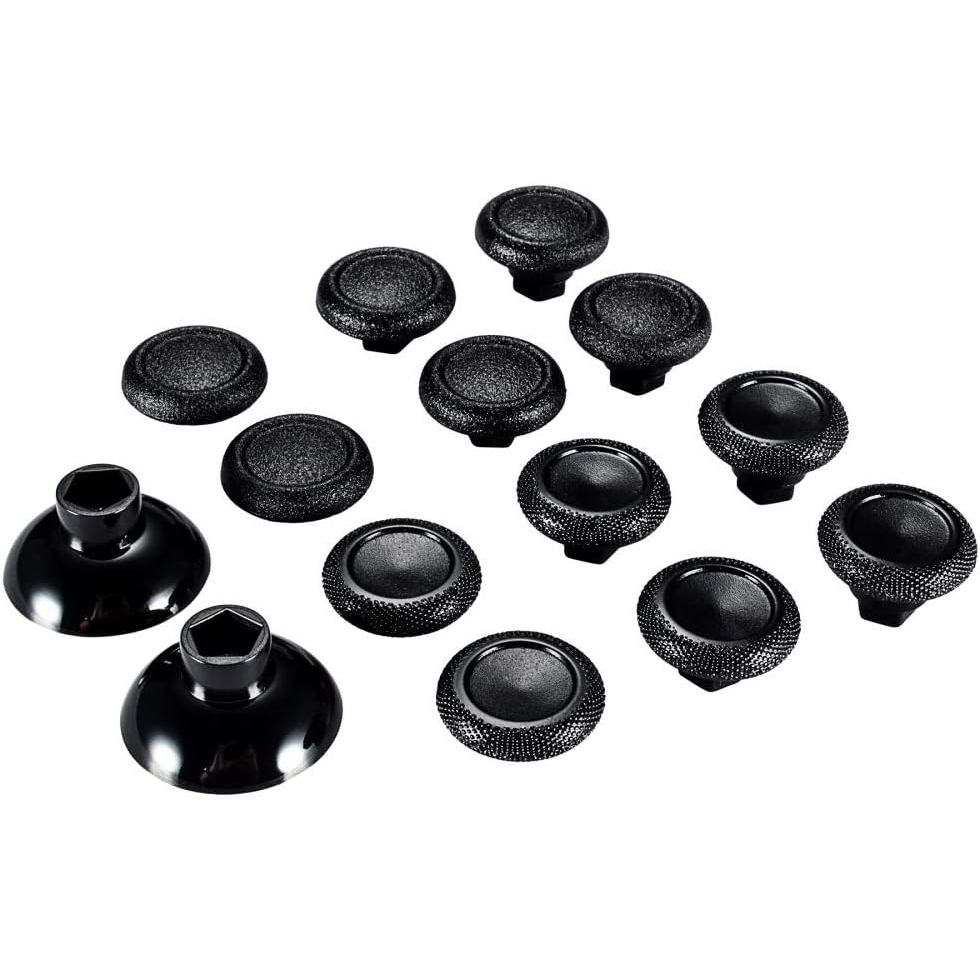 EXtremeRate พลาสติกสีดําด้านล่างที่ถอดออกได้ Thumbstick จอยสติ๊กสําหรับ PS5 สําหรับ PS4 ตัวควบคุมทุก