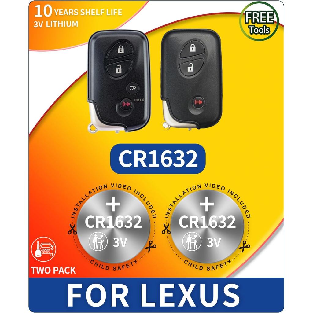 Key Fob เปลี่ยนแบตเตอรี่ CR1632 สําหรับ Lexus RX350 (07-15), GX460 (10-20), ES350 (07-12), IS250/350