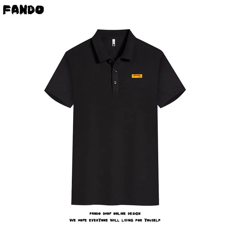 [มีสินค้าพร้อมส่ง] 【เสื้อ polo 】 คำแนะนำยอดนิยม DHL DHL ไปรษณีย์โลจิสติกส์รอบนอกพิมพ์เสื้อโปโลแขนสั้