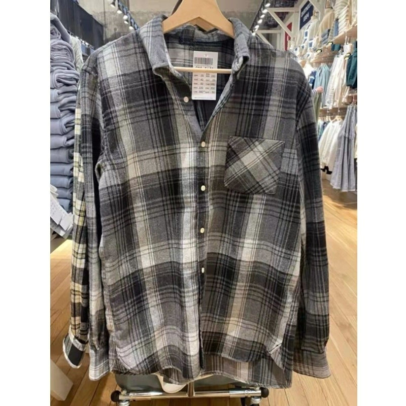 เสื้อเชิ้ตลายสก็อตสำหรับผู้หญิงรุ่นใหม่สไตล์ BM ของ Song Zuer ความยาวปานกลาง ดีไซน์วินเทจแบบขาดๆ ทรง