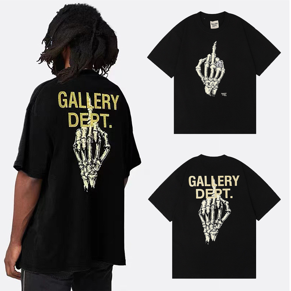 รุ่นที่ถูกต้อง GALLERY DEPT GALLERY DEPT Tie-Dye ล้างน้ําคุณภาพสูงพิมพ์แขนสั้น High Street Graffiti 
