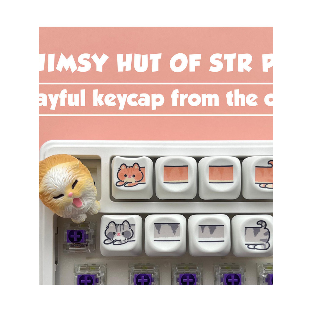 keycap valorant Keycaps DIY Original Cat Keycap แมวน่ารักเพลาแม่เหล็ก Keycap ระเหิด moa สาวน่ารักการ