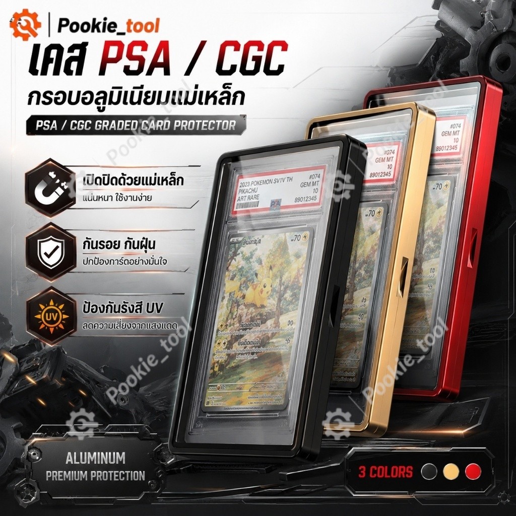 💥พร้อมส่ง💥PSA/CGC Graded Cards Protector เคสแม่เหล็กอลูมิเนียมสําหรับ PSA Slats กรอบแม่เหล็ก UV Prot