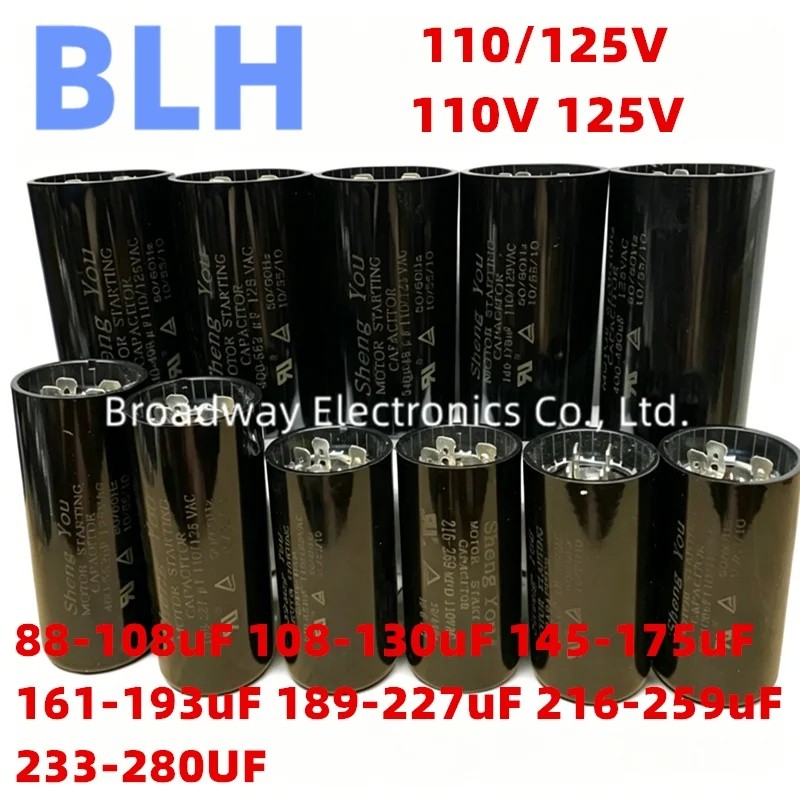 CD60 เริ่มต้นตัวเก็บประจุ 110/125V 110/125VAC 110V 125V 88-108uF 108-130uF 145-175uF 161-193uF 189-2