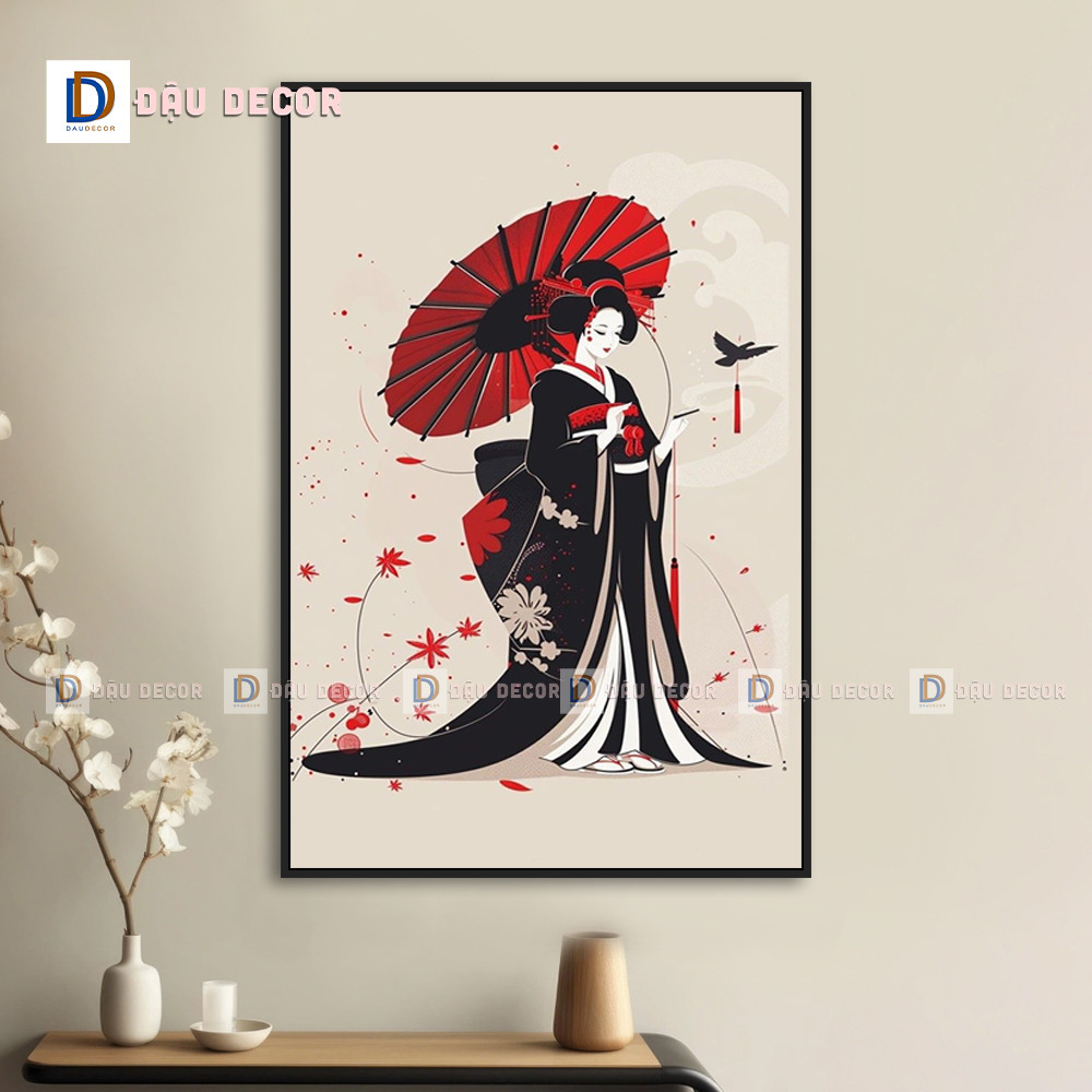 ภาพวาดผ้าใบ Japanese Beauty – Geisha Ukiyo-e