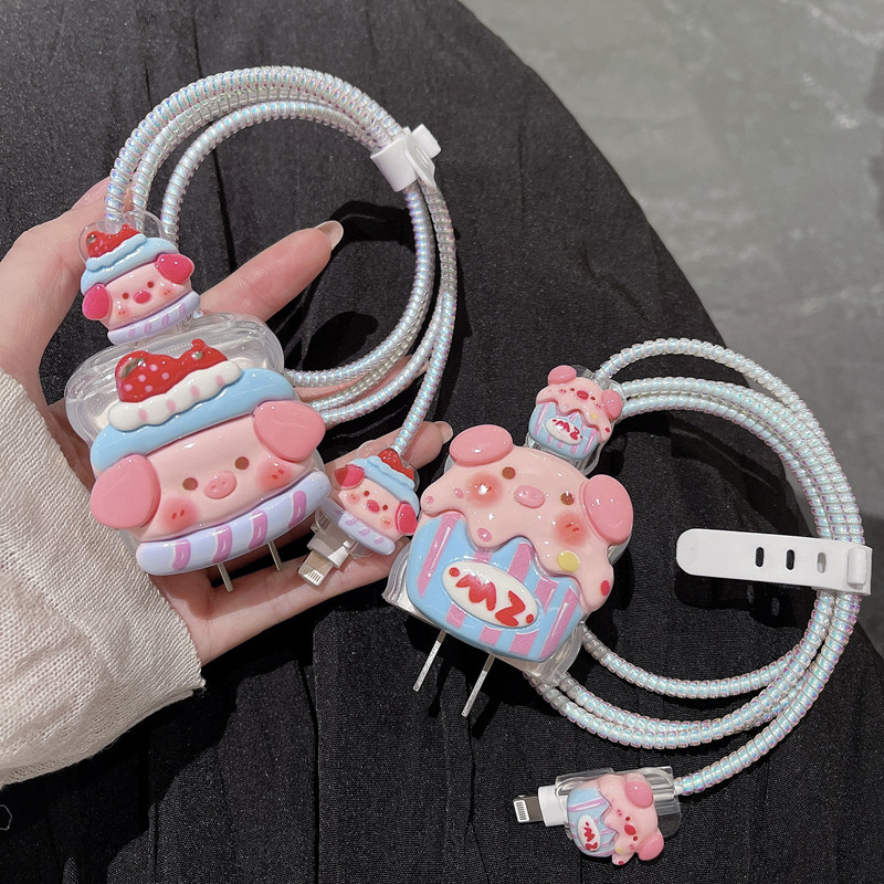 เหมาะสําหรับ vivoy6t Charger เคสป้องกัน vivo y6 หัวชาร์จป้องกันกรณี y6t สตรอเบอร์รี่ MZ เค้กลูกหมู y