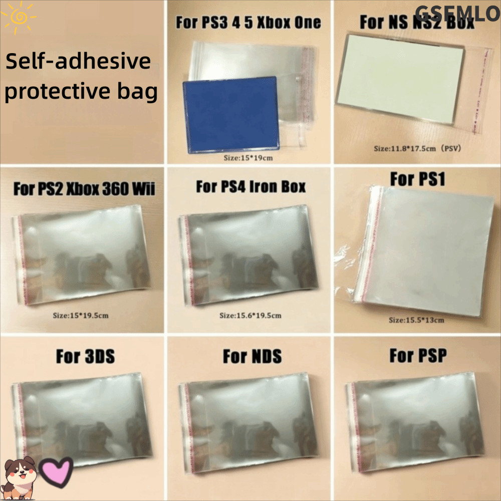 GSFMLO 100 ชิ้น Self-Adhesive กระเป๋าป้องกัน,กันฝุ่น Moisture-Proof เกม Disc กระเป๋า,วัสดุพลาสติกสํา