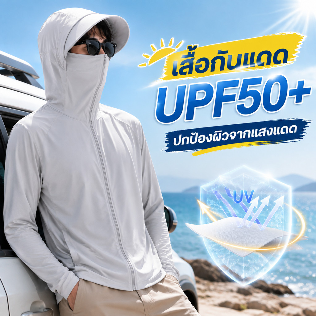 UPF50 + เสื้อกันแดด Ice Sense Sun Coat สบายระบายอากาศป้องกันรังสียูวีแขนยาวสำหรับการเดินทางท่องเที่ยวริมทะเล