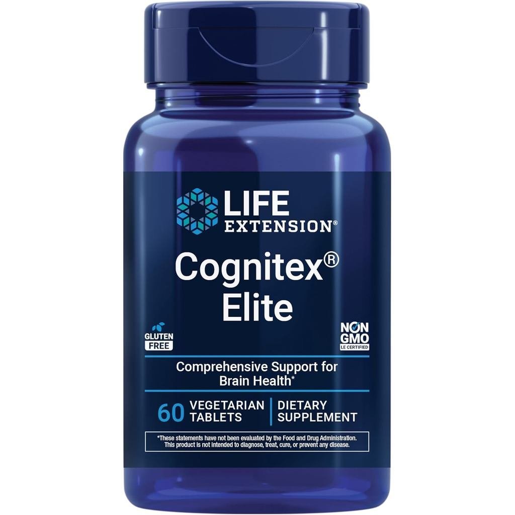 Life Extension Cognitex® ผู้ลากมากดี, ปราชญ์, บลูเบอร์รี่, อโศกัณหา, ฟอสฟาติดิลซีรีน, เวียน, โฟกัส, 