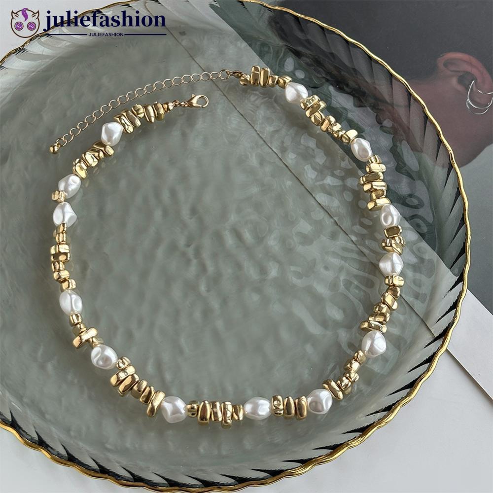 JULIEFASHION Vintage Baroque ไม่สม่ําเสมอ Faux Pearl สร้อยคอลูกปัด Bohemian แฟชั่นเครื่องประดับผู้หญ