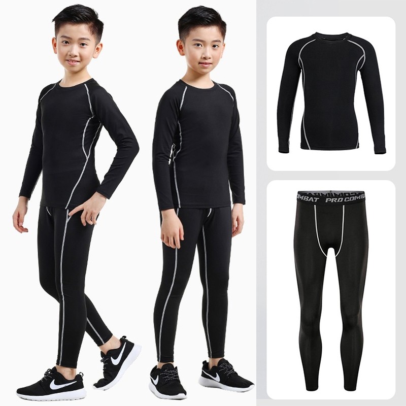 sport ชุดกีฬา 2 ชิ้น ชุดกีฬาสำหรับเด็ก แขนยาว + กางเกงขายาว เหมาะสำหรับฟุตบอล วิ่ง บาสเก็ตบอล ฝึกซ้อม การแข่งขัน