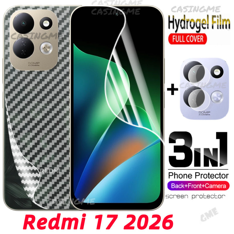 Redmi 17 4G Redmi17 5G 2026 3in1 Hydrogelฟิล์มไม่กระจกนิรภัยสําหรับRedmi 17 Note 17 Redmi17 17Redmi 17C Note17 Pro 4G 5Gด้านหน้าปกหลังนุ่มป้องกันหน้าจอฟิล์ม
