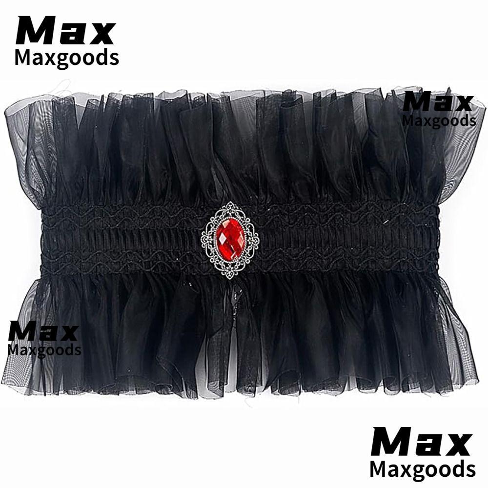 MAXG Gothic Collar, Victorian Style Ruffle Lace Jabot Collar, เครื่องประดับคอสีดําสีขาวอัญมณีตกแต่ง 