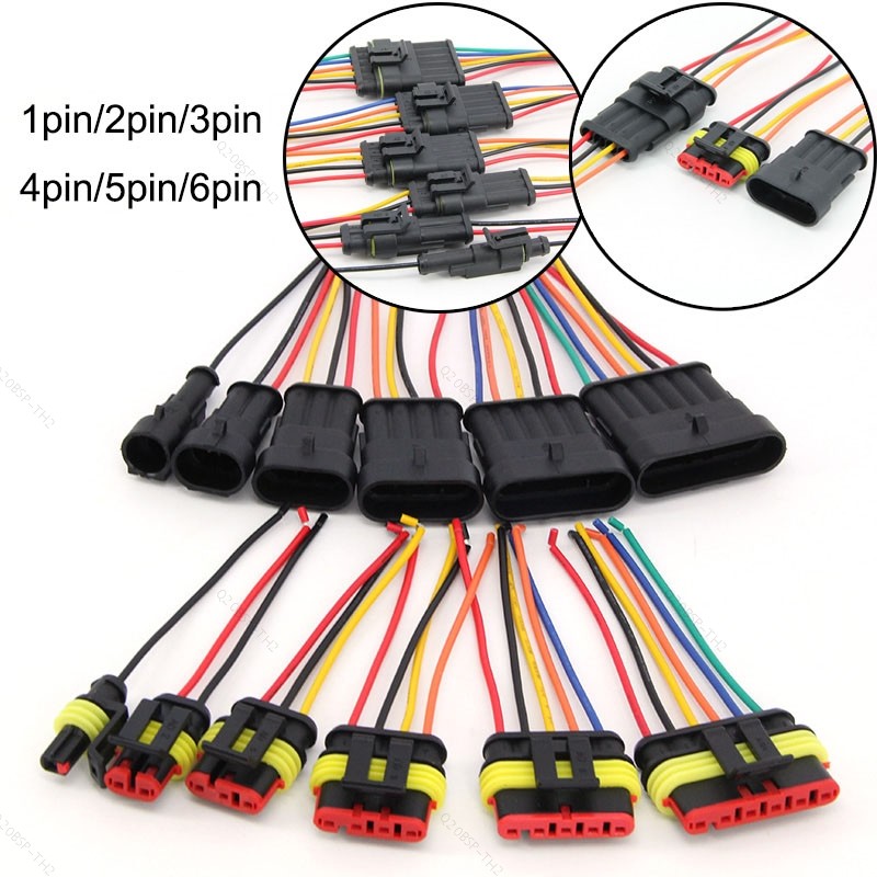1 ชุด 1P 2P 3P 4P 5P 6P Way กันน้ําไฟฟ้า Car Auto Connector 18awg สายไฟชายหญิงปลั๊กลวด TH20B2