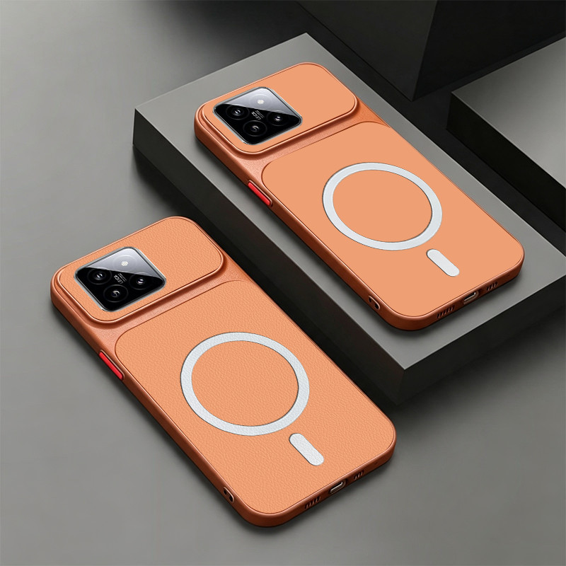 สําหรับXiaomi 14t 14 pro 14 ultra 5Gเคสโทรศัพท์Softcaseกันกระแทกใหม่ออกแบบความงามแม่เหล็กน่ารักสีส้มสําหรับชายKNBS11