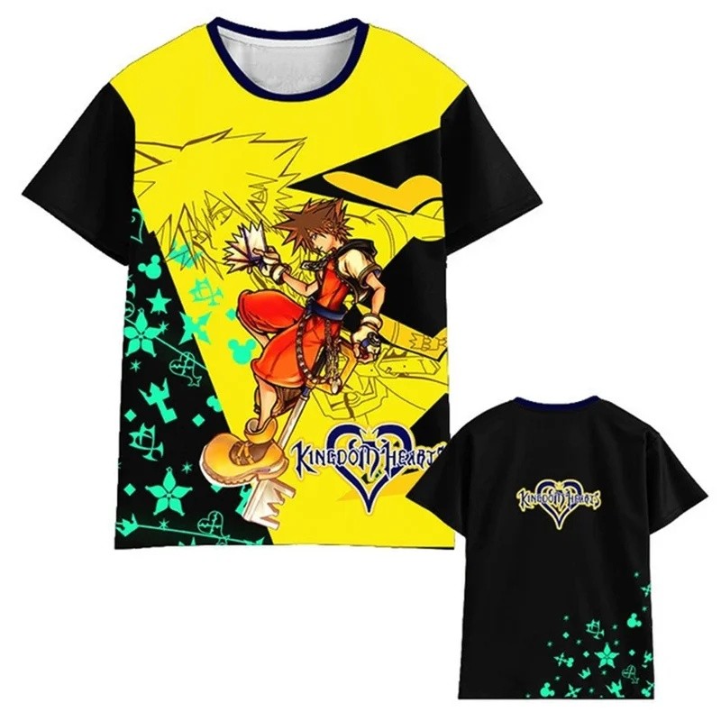 เสื้อยืดพิมพ์ลาย Kingdom Hearts รุ่นใหม่สุดฮิตสำหรับผู้ชาย แฟชั่นคอกลม แขนสั้น สไตล์คอสเพลย์ สตรีท ส