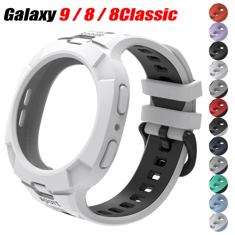 2 in 1 Case + Strap สําหรับ Samsung Galaxy Watch 9 8 44 มม.40 มม.TPU แบบบูรณาการกรอบ Protector สําหรับ Galaxy Watch 8Classic 46 มม.อุปกรณ์เสริม