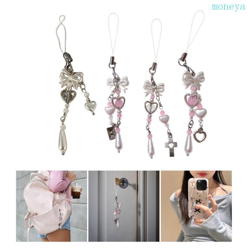 Mya Trend Bowknot Phone Charm สําหรับผู้หญิงลูกปัดพวงกุญแจกระเป๋ากระเป๋าเป้สะพายหลังกระเป๋าสตางค์
