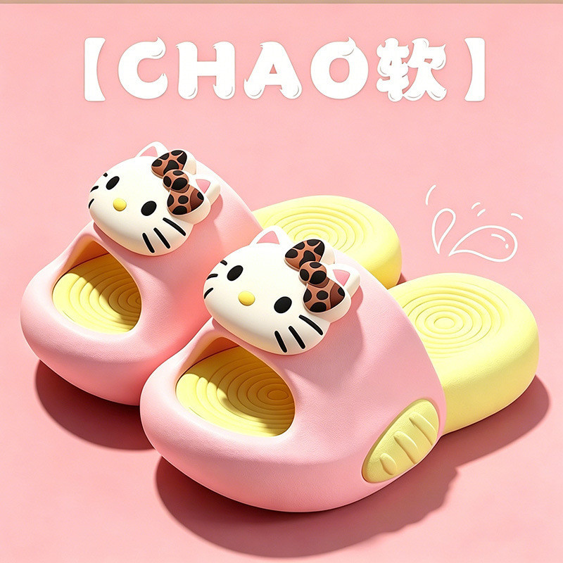รองเท้าแตะเด็ก Hello Kitty ฤดูร้อนน่ารักการ์ตูน EVA รองเท้าแตะสาว Anti-slip Soft Sole รองเท้าห้องน้ําบ้าน