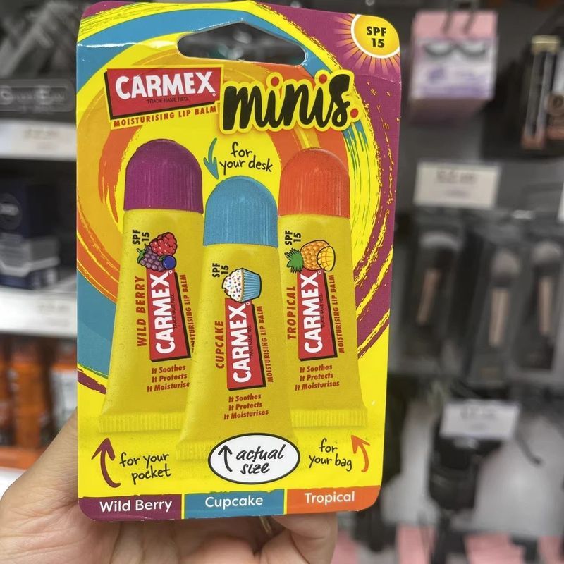 UK CARMEX CARMEX CARMEX Lip Balm Lip Care Smoothing Lipริ้วรอยลึกMoisturizing 3 Sticks Pack Moisturi