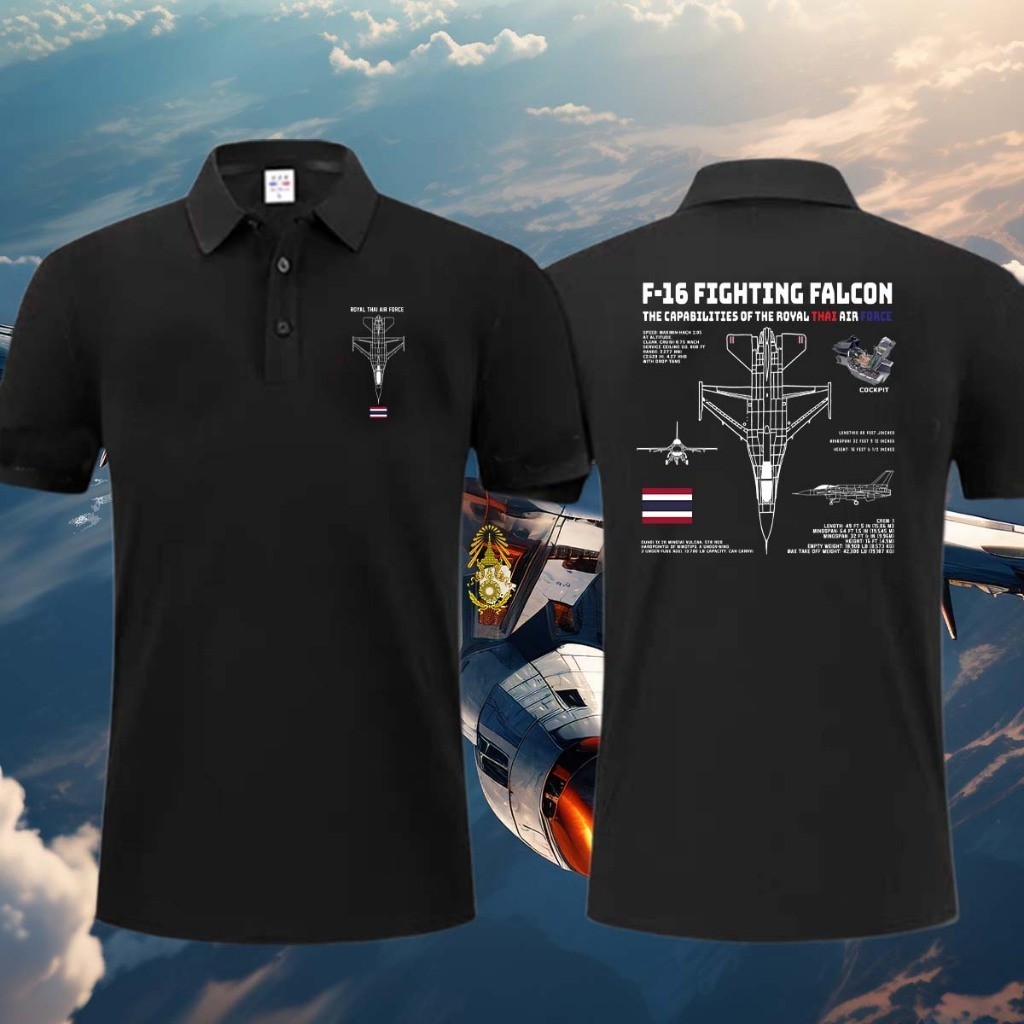 เสื้อโปโล ไทยนี้รักสงบ F-16printed ผ้าCotton มีสองสี ทั้งทรงปกติแล polo shirt ผ้าCotton 100% ใส่ได้ 