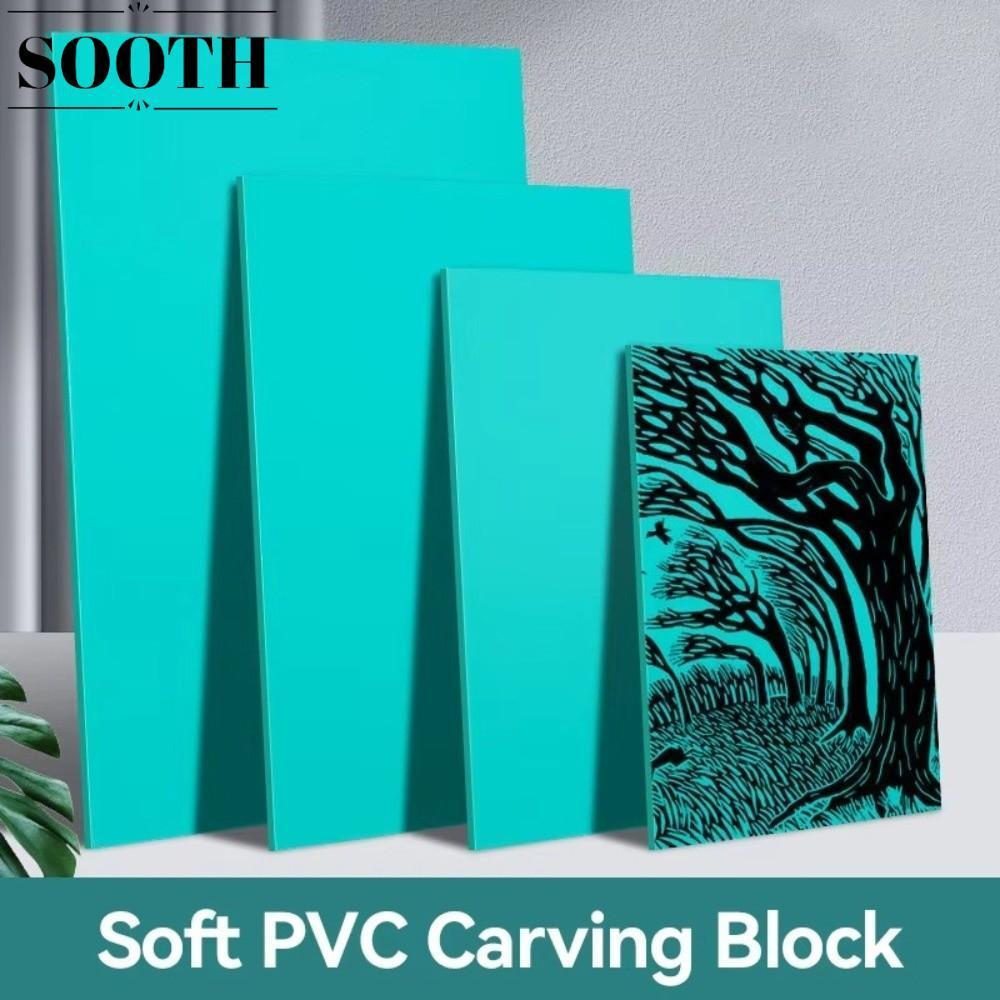 SOOTH บล็อกแกะสลัก, บล็อกยางแกะสลักสีเขียว 3 มม., กระดานแกะสลักน้ํามันกันน้ํา DIY แบบนุ่มสําหรับการทําพิมพ์