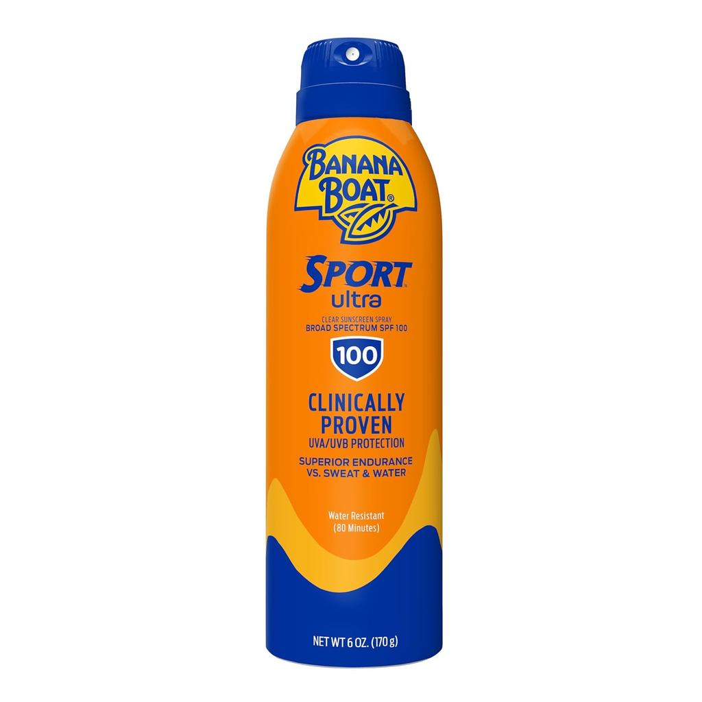 สเปรย์กันแดด Banana Boat Sport Ultra SPF 100, 6oz, สเปรย์กันแดดสําหรับกีฬา SPF 100, ครีมกันแดด Banan