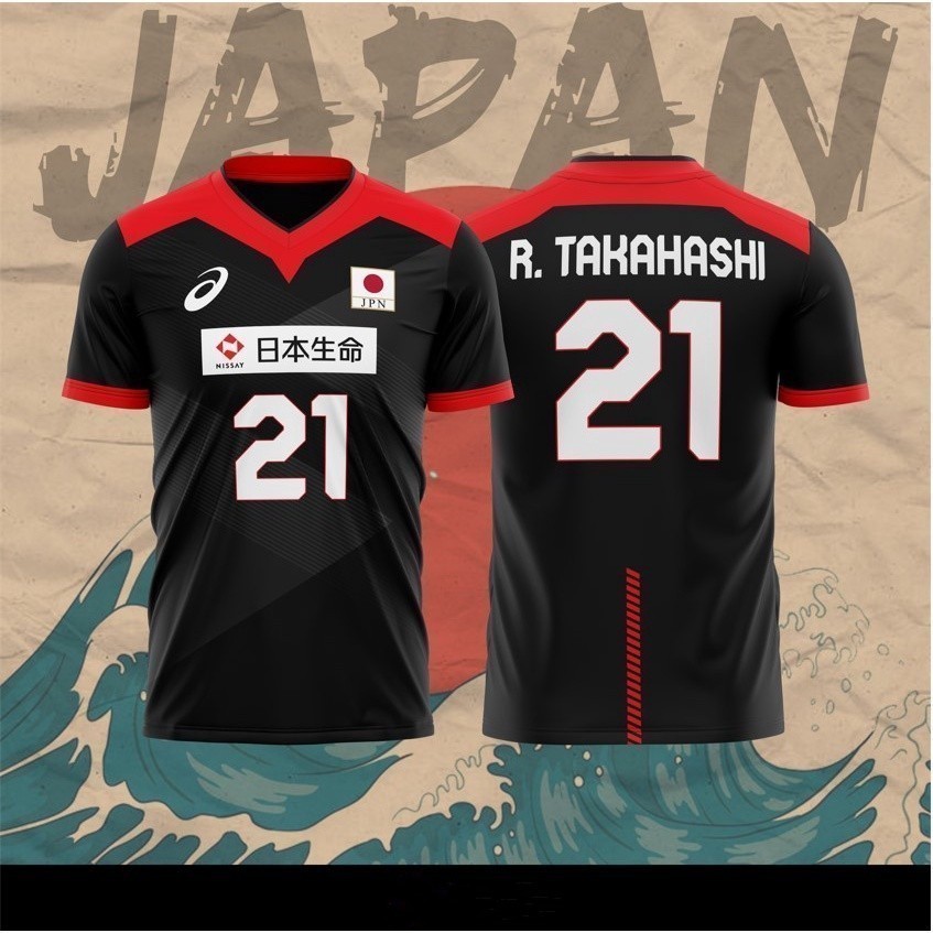 Ran Takahashi 21 Japan Olympic Jersey Summer Quick Dry Breathable 3D โพลีเอสเตอร์วอลเลย์บอล Top Unis