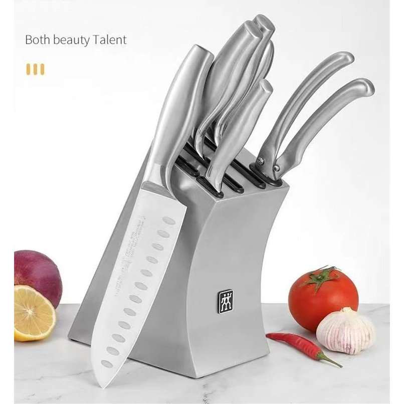 เยอรมัน Zwilling มีดครัวเหล็กทั้งหมดมีดสแตนเลสเจ็ดชิ้นชุดมีดครัว
