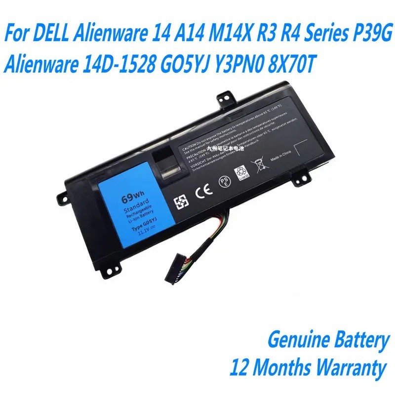 11.1V 69WH G05YJ แบตเตอรี่แล็ปท็อปสําหรับ DELL Alienware 14 A14 M14X R3 R4 Series P39G Alienware 14D