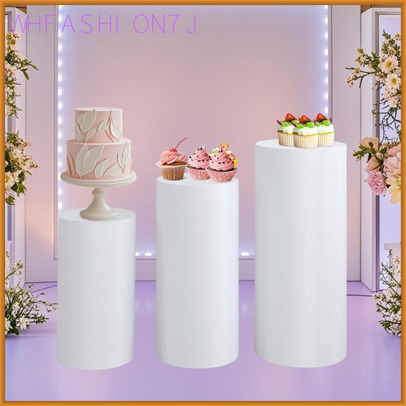 [whfashion7j] กระบอก Plinth Stand Cover พรีเมี่ยมโพลีเอสเตอร์ตกแต่งปาร์ตี้รอบผ้าปูโต๊ะขนมสําหรับจัดเ