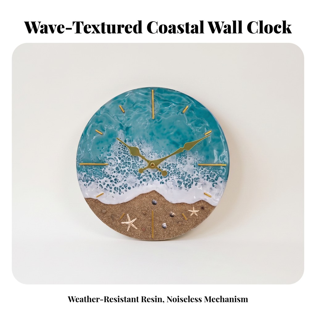 Ocean Wall Clock IP44 Rated Coastal Wall Clock แบตเตอรี่ทนสภาพอากาศดําเนินการสําหรับ Patio, Garden