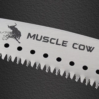MUSCLE COW เลื่อยโค้งตัดกิ่งไม้ เลื่อยตัดกิ่งไม้ (ด้ามเหล็ก) 16 นิ้ว เลื่อยมือ ปลายงอ เลื่อยตะขอแบบปลายโค้ง แข็งแรง