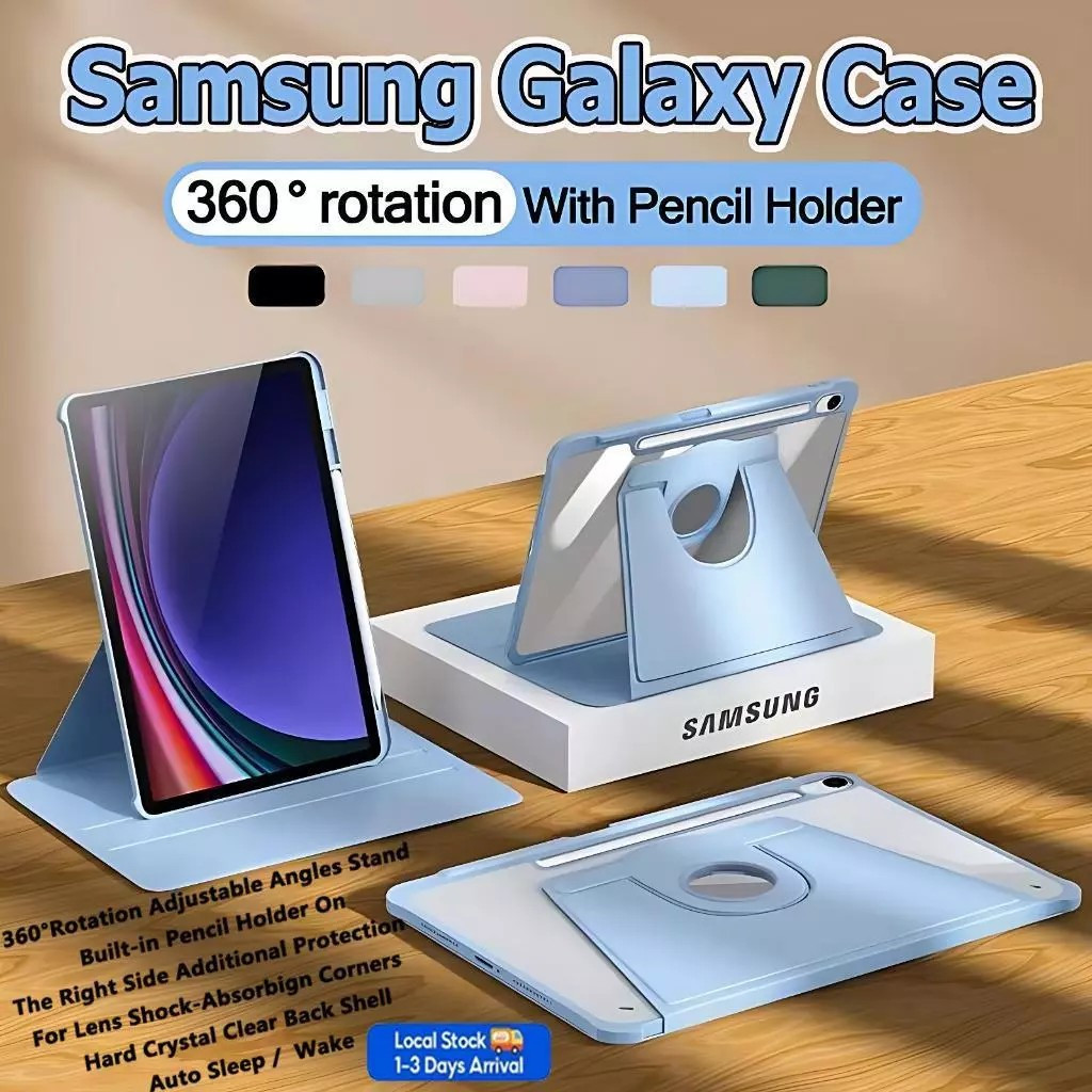 เคสอะคริลิค Samsung 360 หมุนกรณีพลิกพร้อมช่องเสียบปากกา Samsung Galaxy Tab S12 Ultra / Tab S11 Ultra