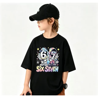 เสื้อยืดเด็ก ลายการ์ตูนรุ่น 67 ทรงหลวม คอกลมแขนสั้น เสื้อฤดูร้อนระบายอากาศได้ดี ใส่ได้ทั้งเด็กชายและเด็กหญิง