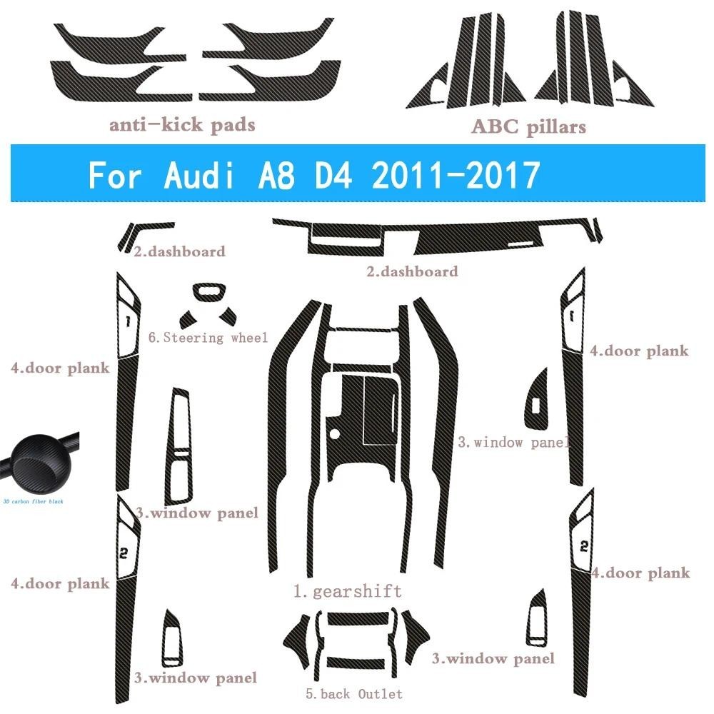 รถ-Styling 3D/5D คาร์บอนไฟเบอร์ภายในรถคอนโซลกลางเปลี่ยนสี Molding สติกเกอร์ Decals สําหรับ Audi A8 D