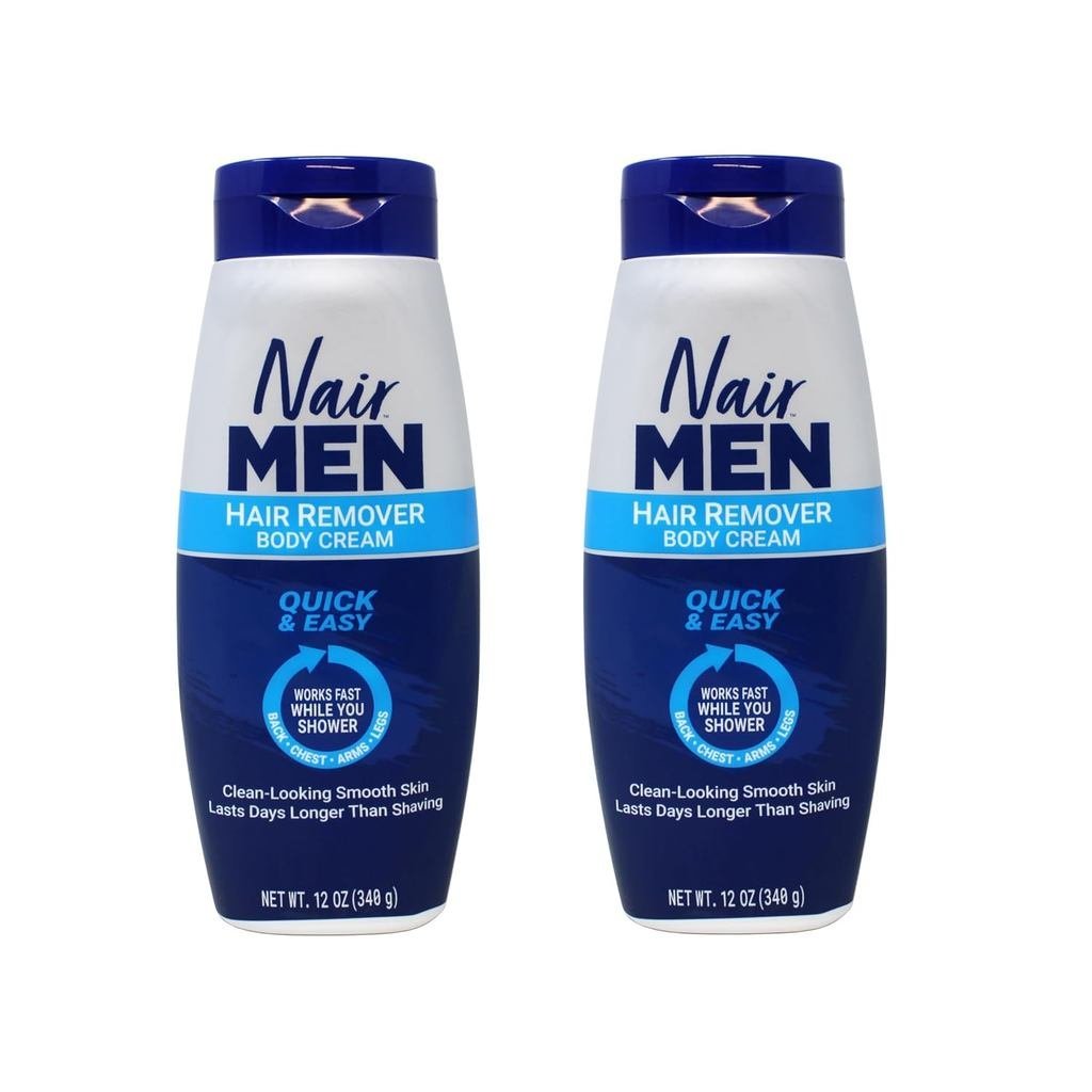 Nair Hair Remover for Men Hair Remover Body, 12 oz (2-Pack)